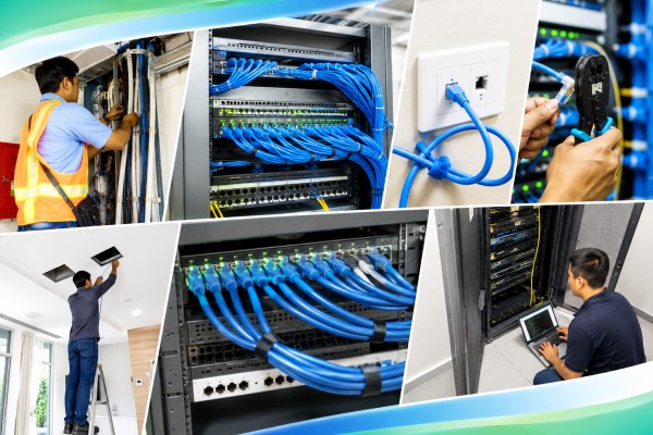 proses Penarikan Kabel LAN Tangerang