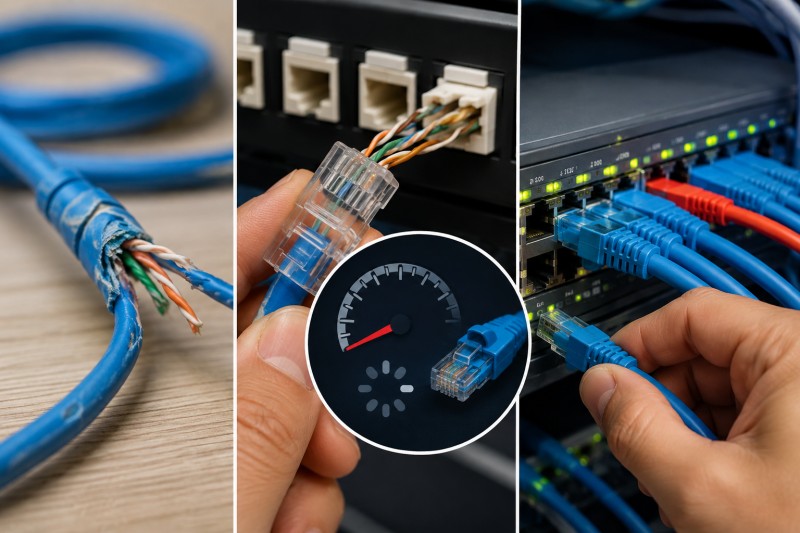 3 penyebab utama jaringan lan lambat : kabel lan, terminasi, switch