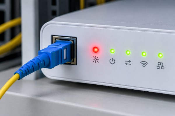 Lampu LOS Merah pada Fiber Optik