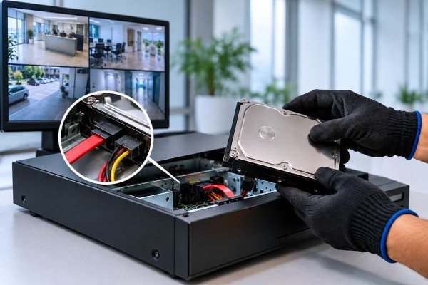 Teknisi instalasi hard disk nvr