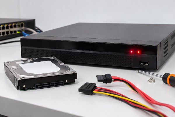 NVR CCTV berbunyi beep terus-menerus akibat hard disk error atau gangguan sistem perekaman.